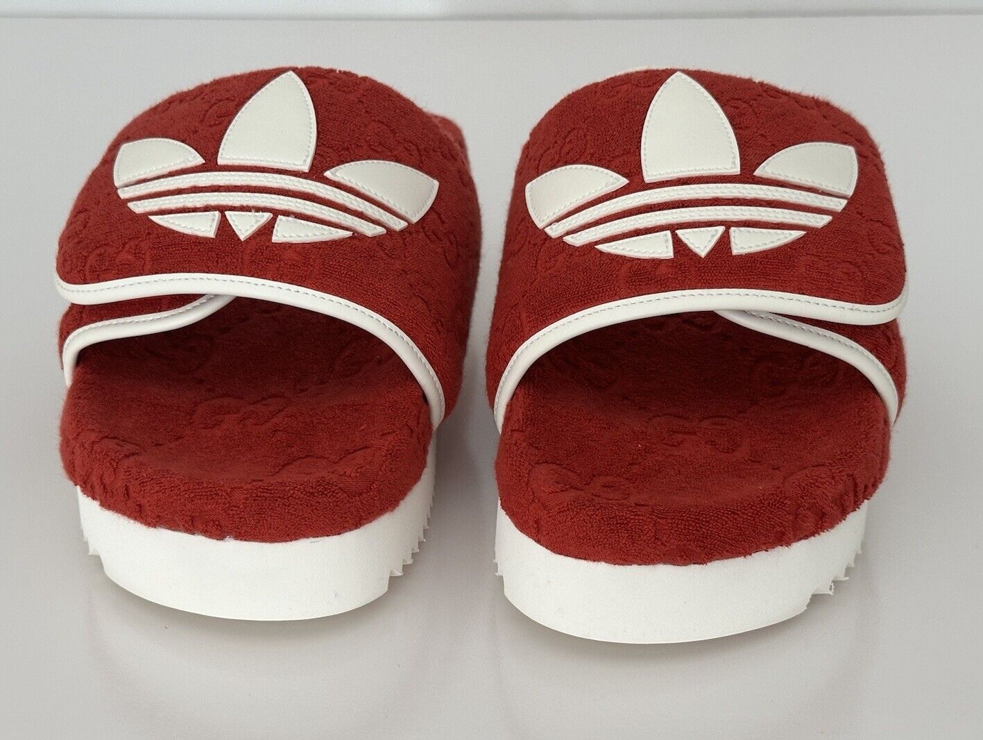 Gucci x Adidas Mens GG Magic Sponge Sandals Red 11.5 US (Gucci 11) IT 702412