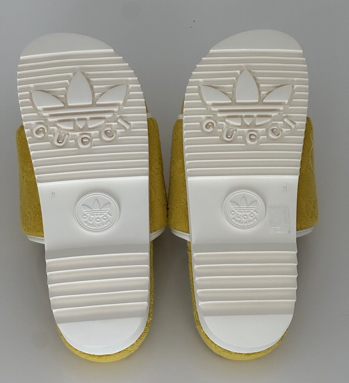 Gucci x Adidas Men's GG Magic Sponge Sandals Yellow 11.5 US (Gucci 11) IT 702412