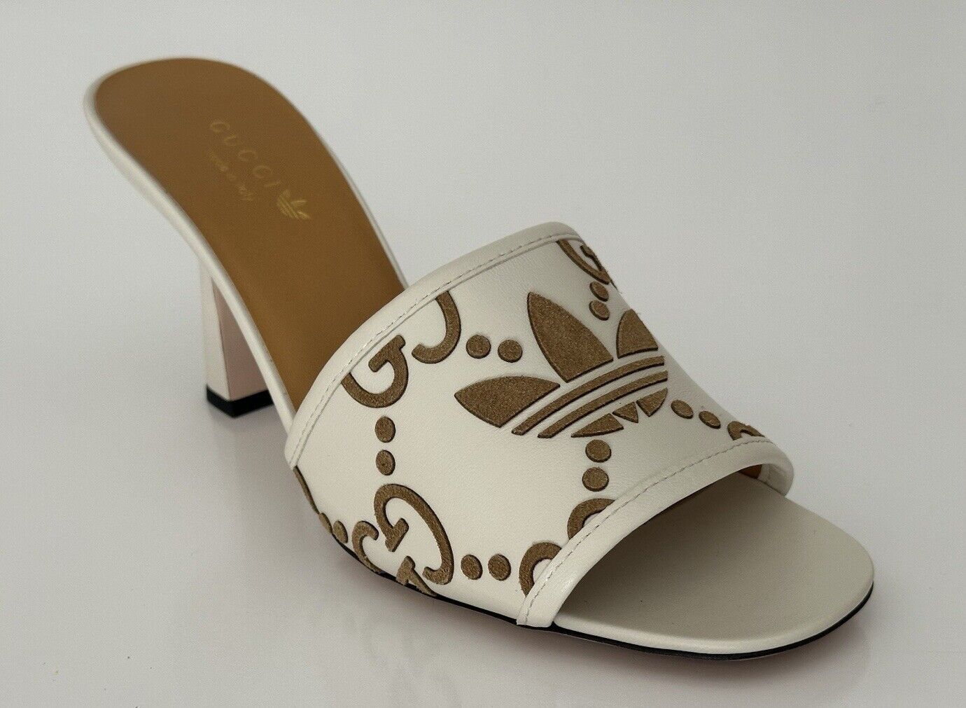 Gucci x Adidas Women's GG Leather Sandals Brown/White 9 US (39 Eu) 722445 IT NIB