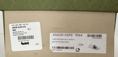 Gucci Men's Soft White Snake Embroidere Sneakers 14.5 US (Gucci 13.5) 456230 NIB