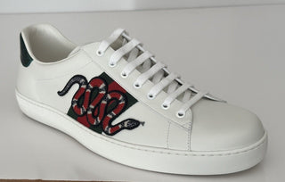 Gucci Men's Soft White Snake Embroidere Sneakers 14.5 US (Gucci 13.5) 456230 NIB