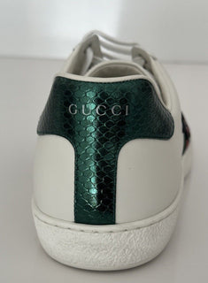Gucci Men's Soft White Snake Embroidere Sneakers 14.5 US (Gucci 13.5) 456230 NIB