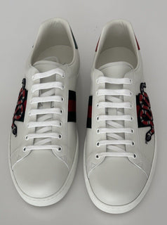 Gucci Men's Soft White Snake Embroidere Sneakers 14.5 US (Gucci 13.5) 456230 NIB