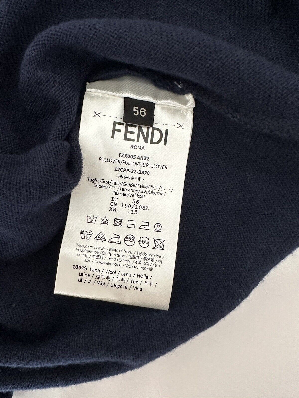 Fendi Knit Wool Sweater 56 Euro (Fits like L-XL) FZX005 Made in Italy NWT $1350