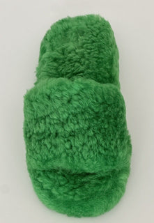 Bottega Veneta Green Teddy Shearling Padded Sandals 7 US 669414 IT NIB $1100