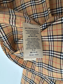 Burberry Edward Antique Yellow IP Check Mens Cotton Short Sleeve Shirt L 8003852