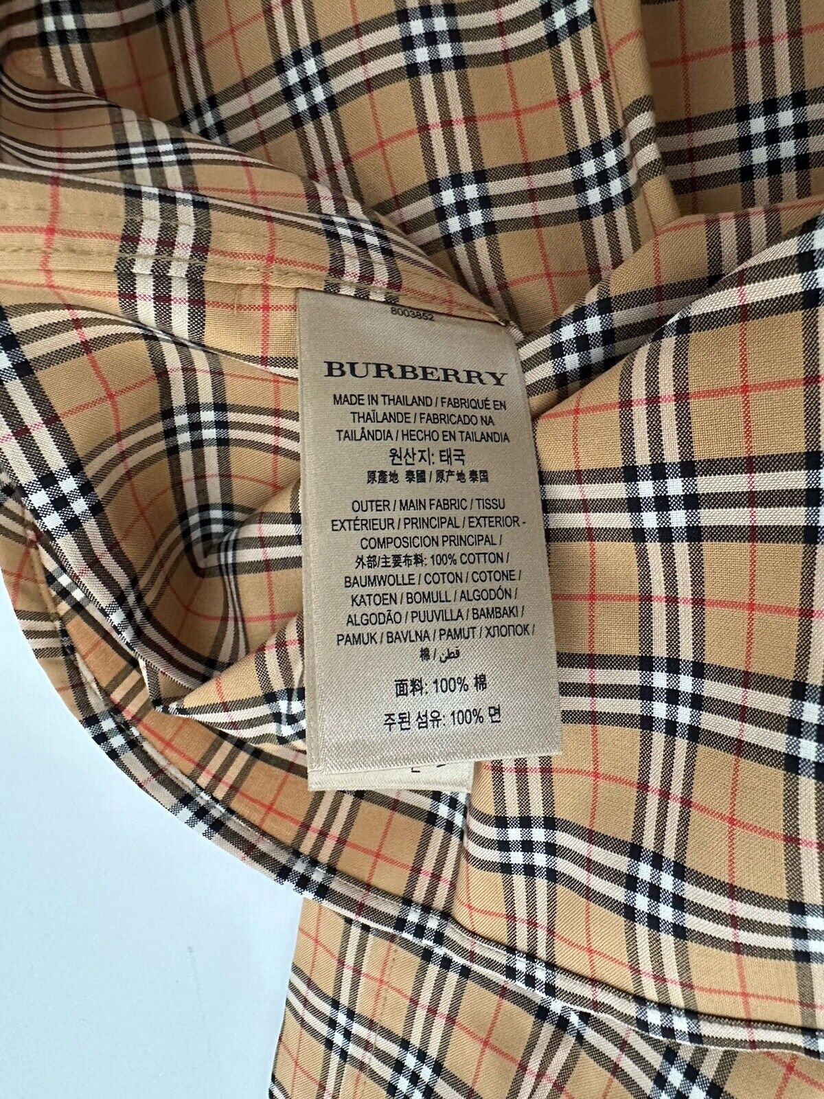 Burberry Edward Antique Yellow IP Check Men's Short Sleeve Shirt XL 8003852