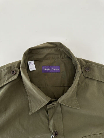 Ralph Lauren Purple Label Olive Men's Cotton Shirt Size 2XL Made in Portugal NWT