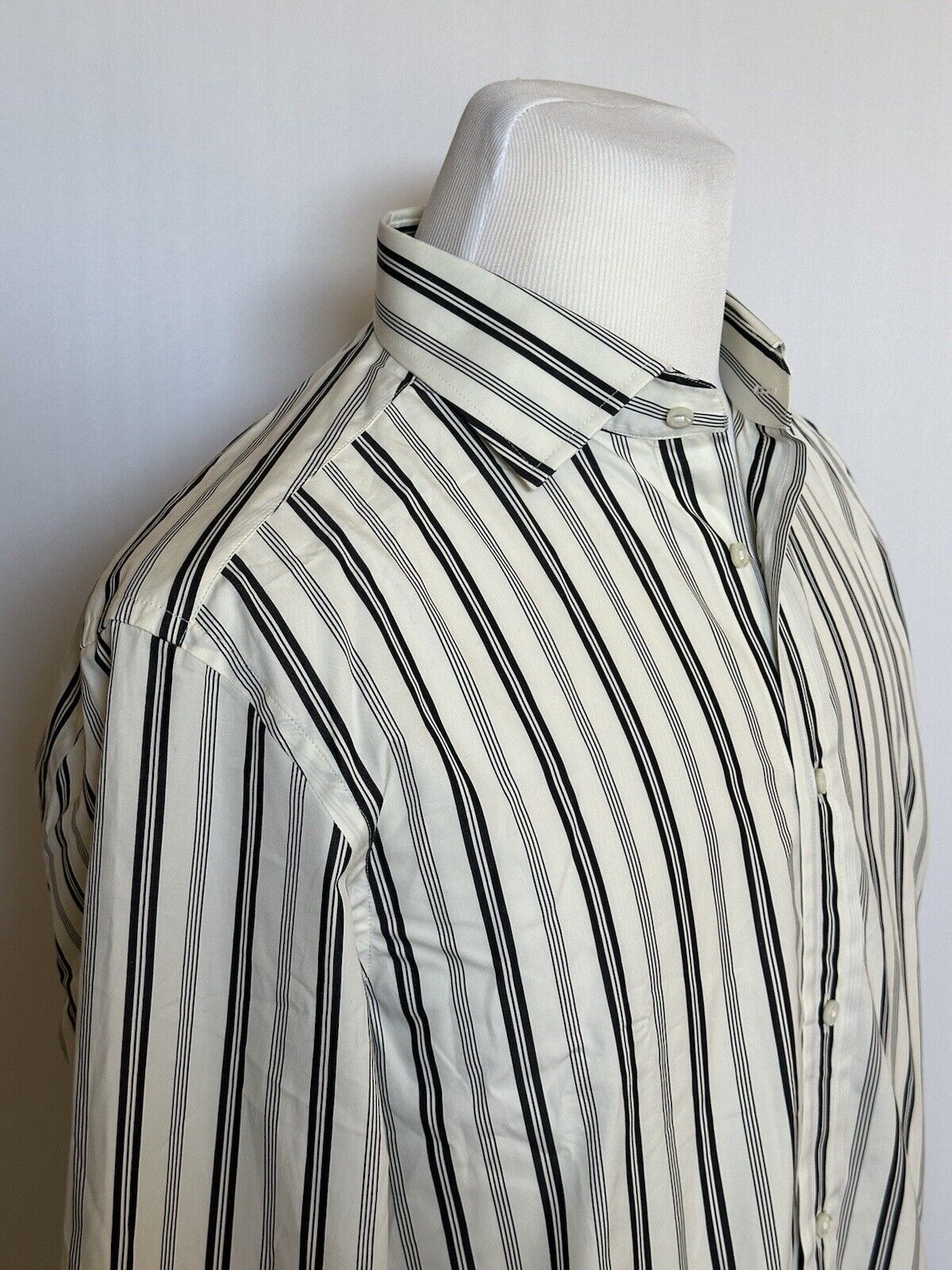 Ralph Lauren Purple Label Men's Striped Black/White Dress Shirt 16.5 IT NWT $495