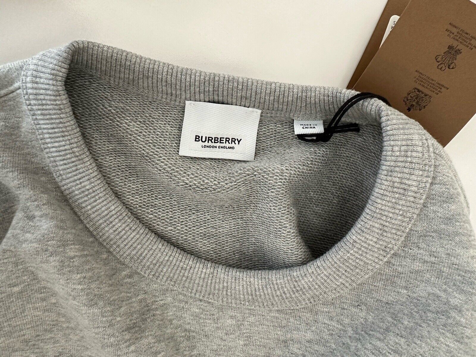 Burberry Deepdale BBOX Women's Pale Grey Cotton Sweatshirt L 8080861 NWT $550