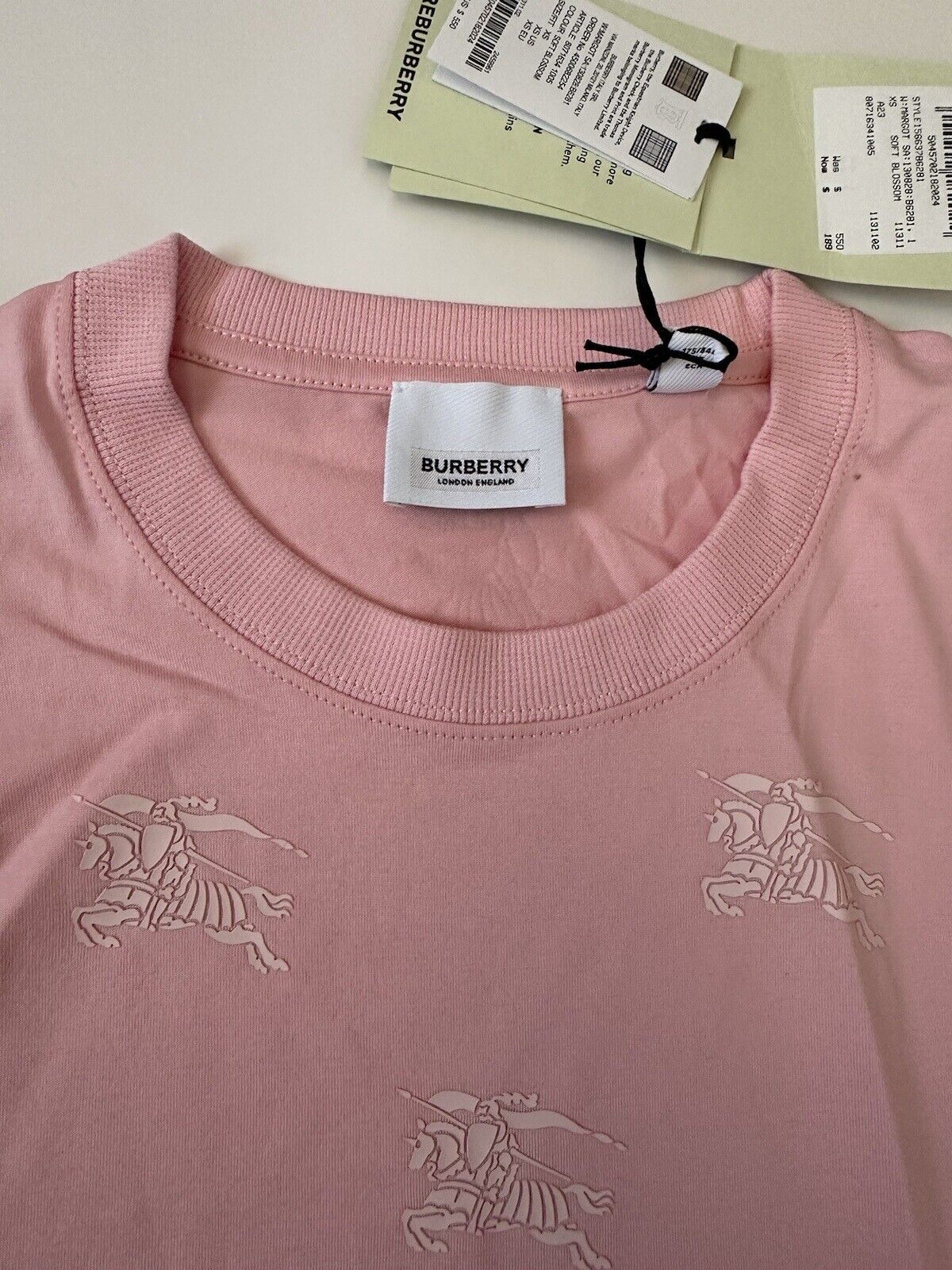 Burberry Carrick Logo Light Pink Cotton T-shirt XS 8071634