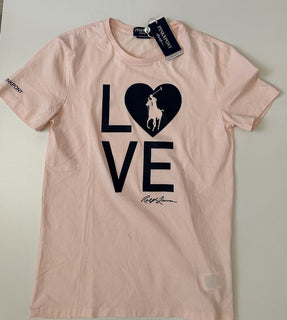 Polo Ralph Lauren Love Pink Short Sleeve Cotton T-Shirt Top Small Slim Fit