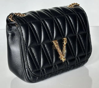 Versace Virtus Quilted Leather Black Crossbody Shoulder Bag DBFH821 NWT $1925 IT
