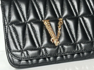 Versace Virtus Quilted Leather Black Crossbody Shoulder Bag DBFH821 NWT $1925 IT