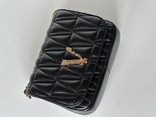 Versace Virtus Quilted Leather Black Crossbody Shoulder Bag DBFH821 NWT $1925 IT