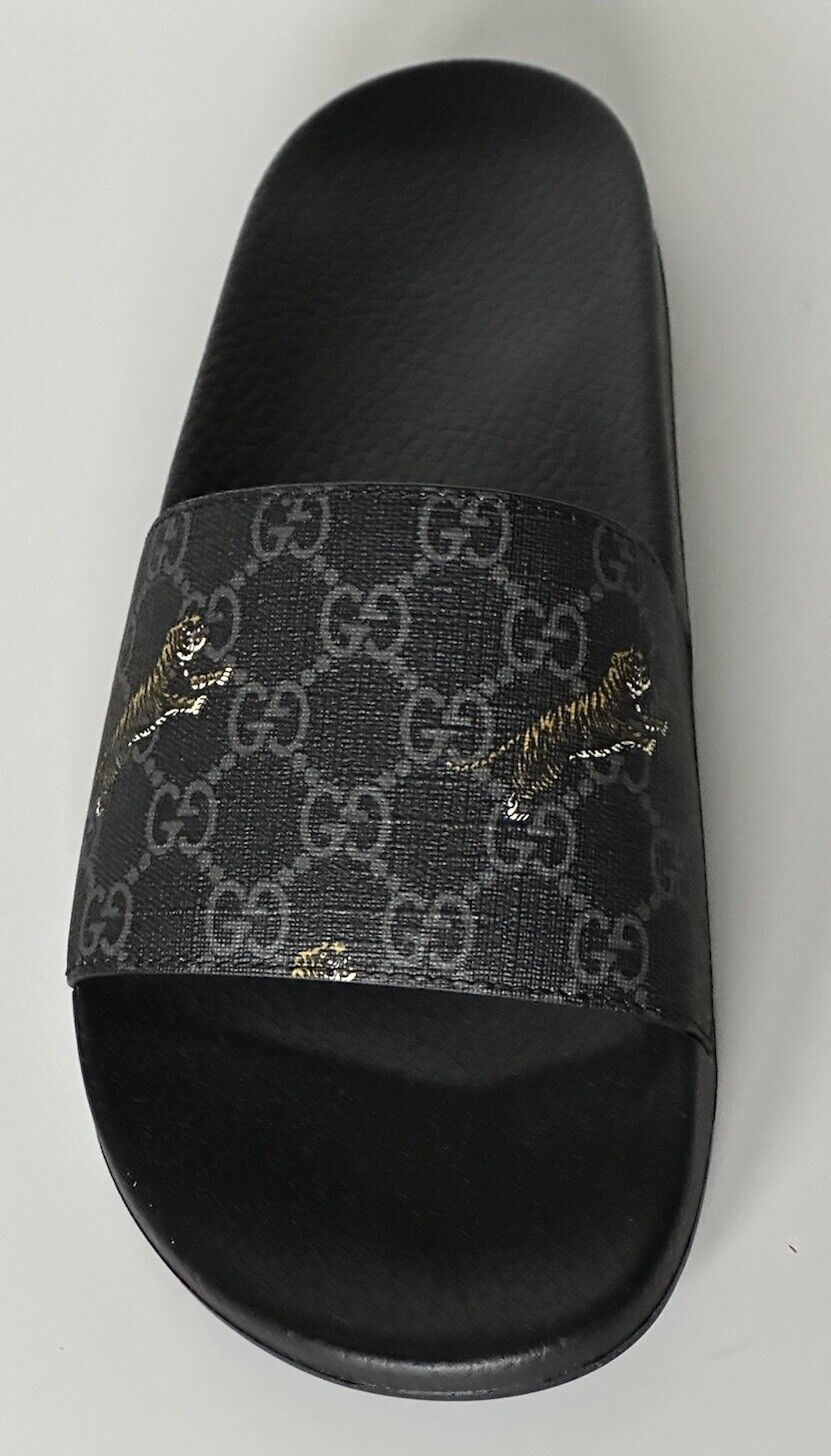 Gucci Men's GG Supreme Tiger Print Black Sandals 9.5 US (9 Gucci) 407345 IT NIB