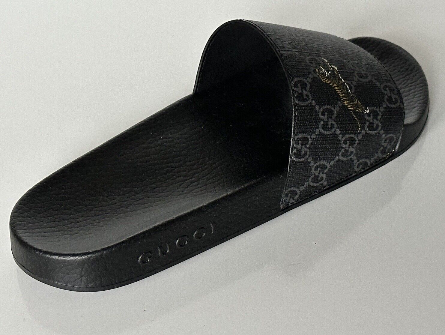 Gucci Men's GG Supreme Tiger Print Black Sandals 9.5 US (9 Gucci) 407345 IT NIB