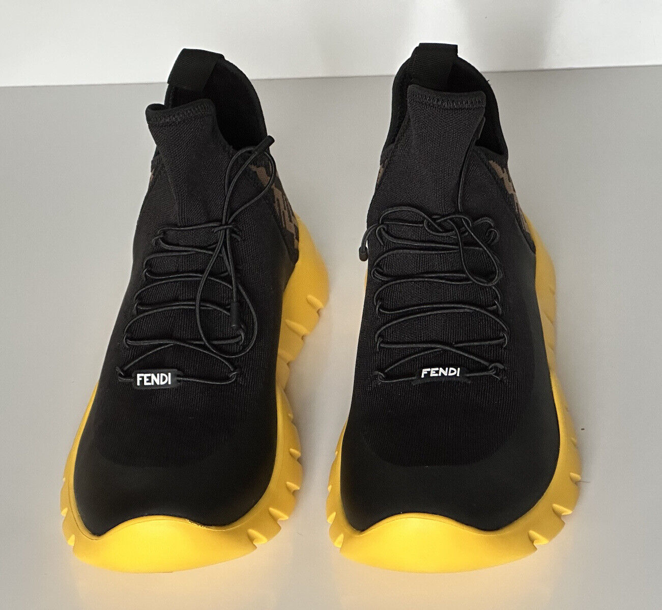 Fendi FF Men's High-top Sock Sneakers Black/Brown 12 US (45) 7E1347 NIB $930