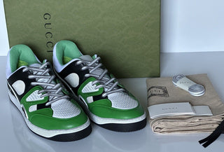 Gucci Men's Low-top White/Green Leather Sneakers 11.5 US (Gucci 11G) 697882 NIB