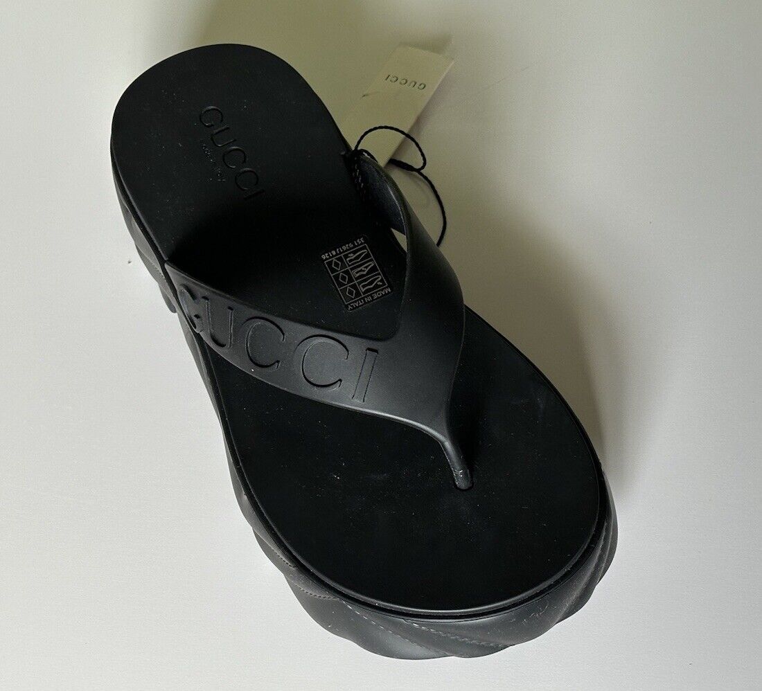 Gucci Women's Rubber Slide Sandals Black 10 US (40 Euro - Fits 11) 746334 IT NIB