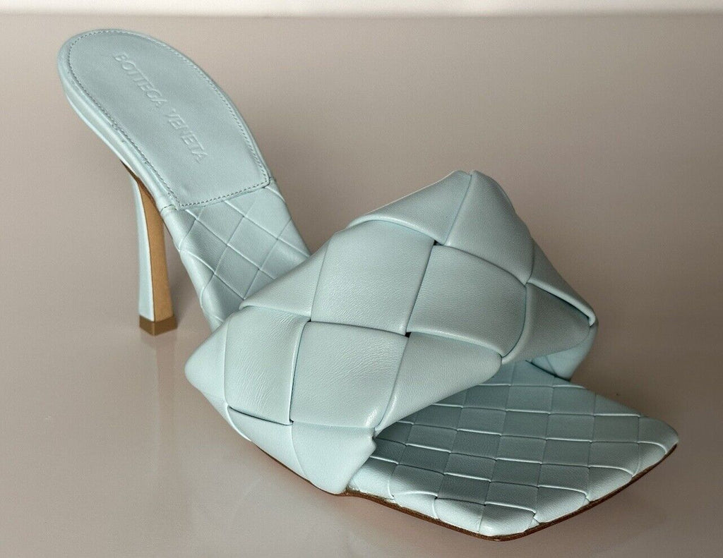 Bottega Veneta Lido Intrecciato Leather Mules Blue 7.5 US 608854 NWT $1500
