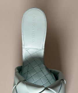 Bottega Veneta Lido Intrecciato Leather Mules Blue 7.5 US 608854 NWT $1500