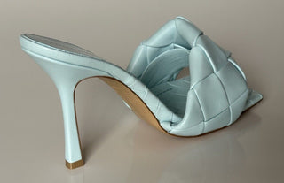 Bottega Veneta Lido Intrecciato Leather Mules Blue 7.5 US 608854 NWT $1500