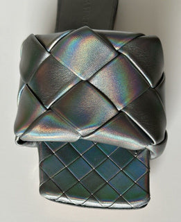 Bottega Veneta Lido Metallic Silver Flat Sandals Shoes 5 US 608853 NWT $1350