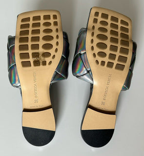 Bottega Veneta Lido Metallic Silver Flat Sandals Shoes 5 US 608853 NWT $1350