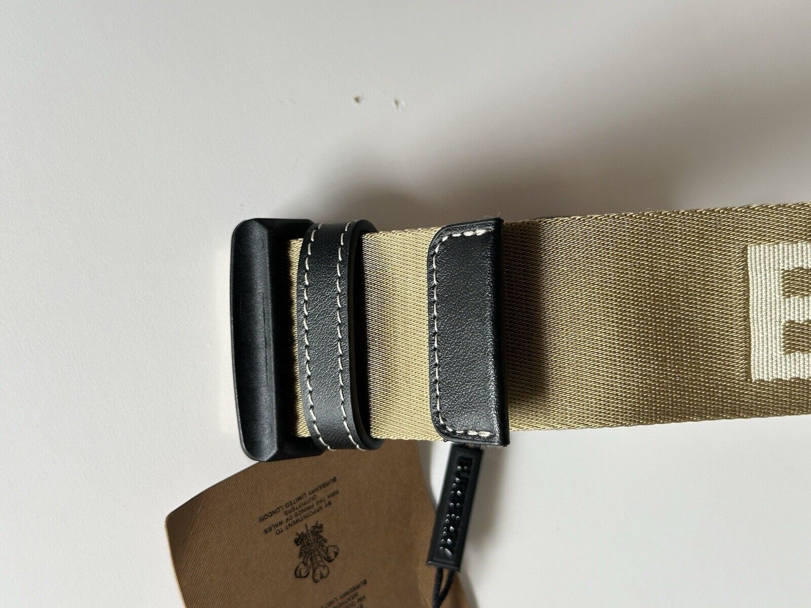 Burberry Sport Clip TB Buckle Nylon Honey Belt 38/95 Italy 8051511 New $440