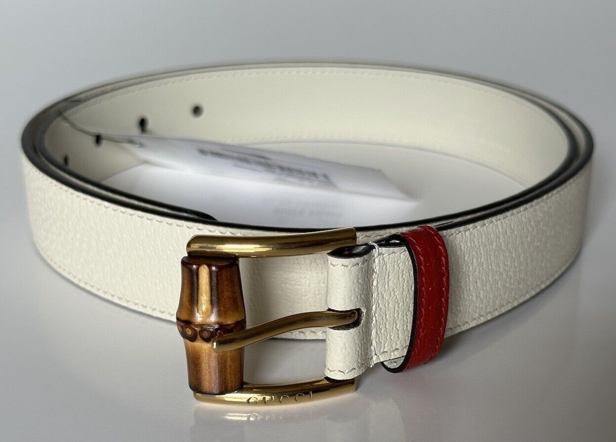 Gucci Women’s Leather Doll Pigprint Belt Mystic White 95/38 Italy 699954 NWT