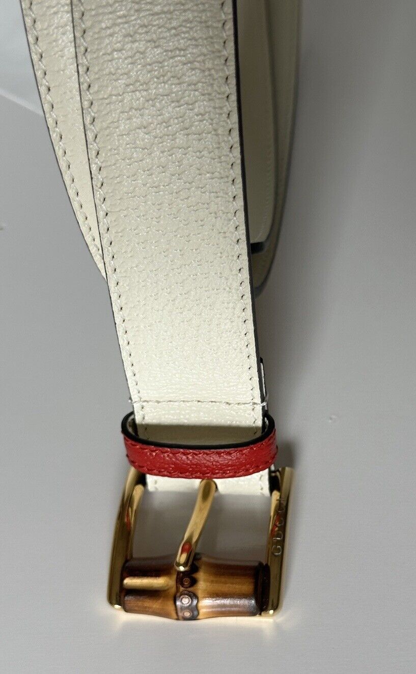 Gucci Women’s Leather Doll Pigprint Belt Mystic White 95/38 Italy 699954 NWT