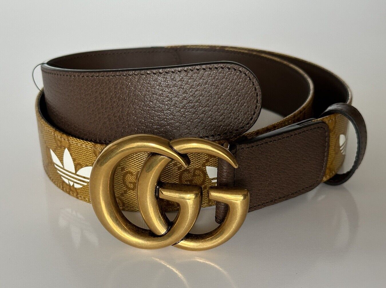 Gucci x Adidas Women's Vintage GG Marmont Leather Belt Brown 95/38 Italy 406831