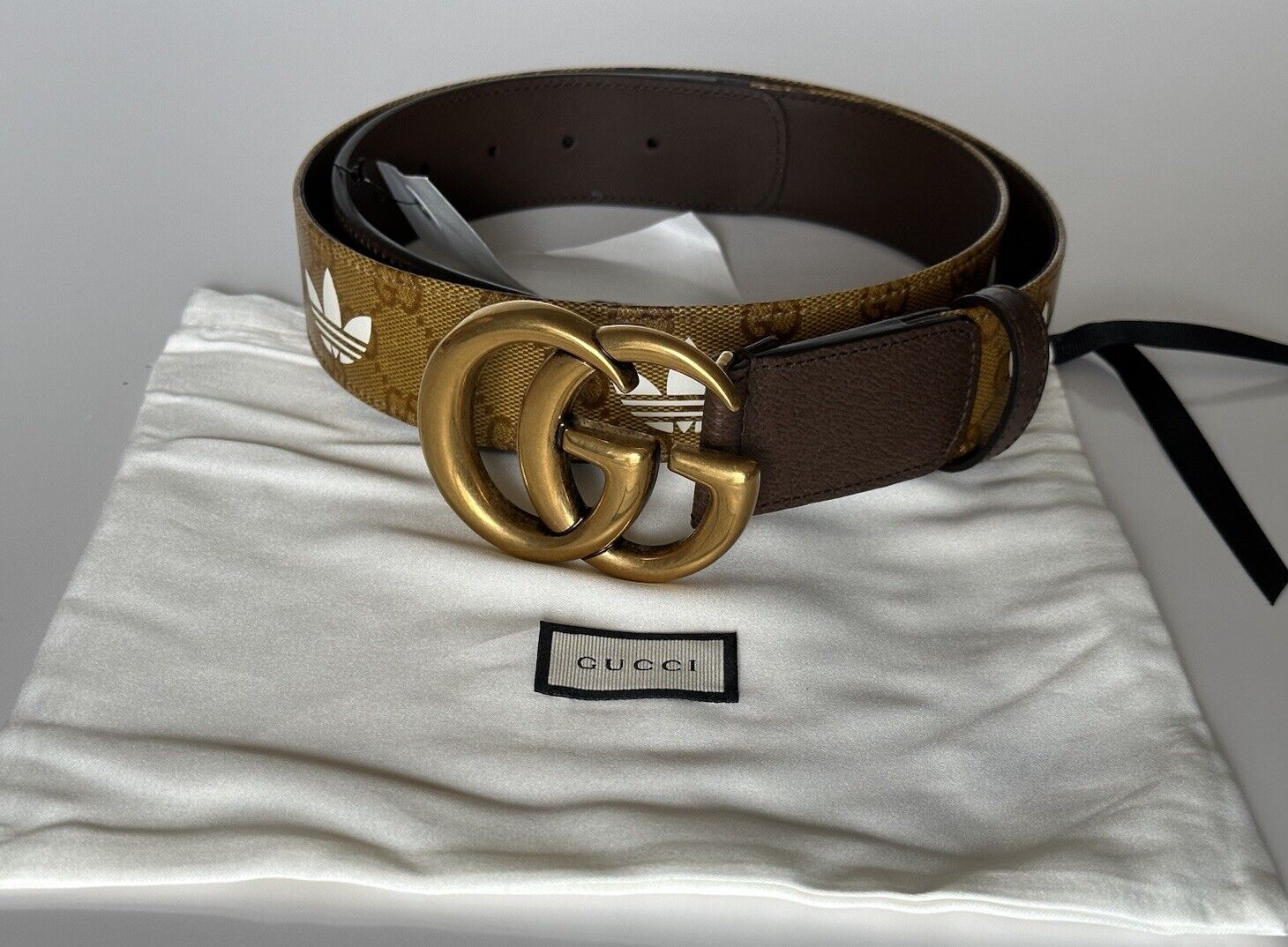 Gucci x Adidas Women's Vintage GG Marmont Leather Belt Brown 95/38 Italy 406831