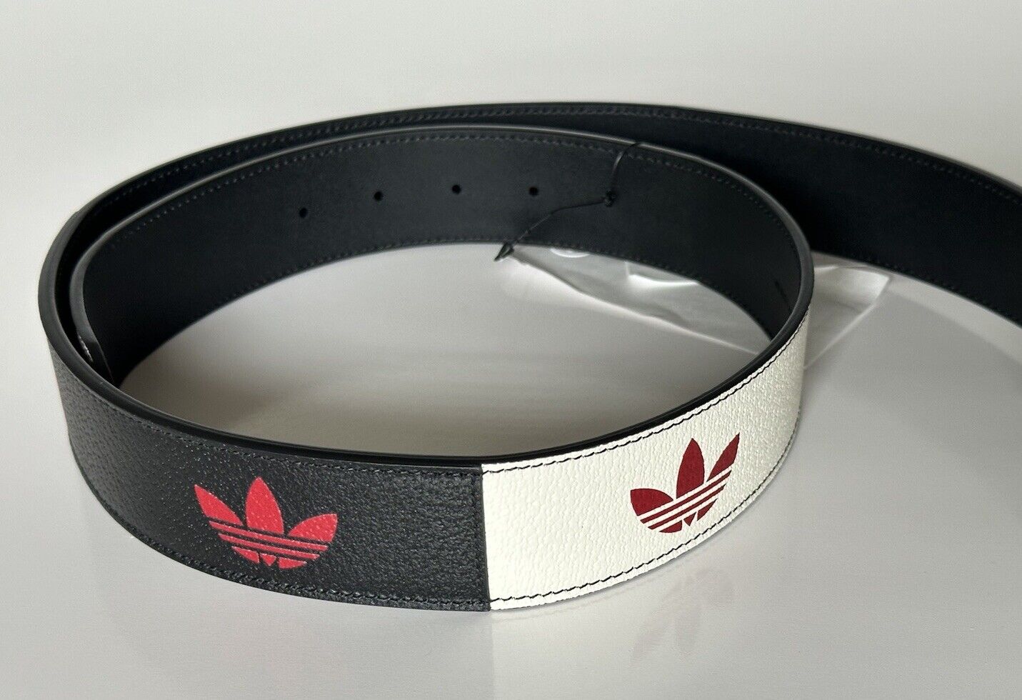 Gucci x Adidas GG Marmont Leather Belt Black/White/Red 100/40 Italy 406831