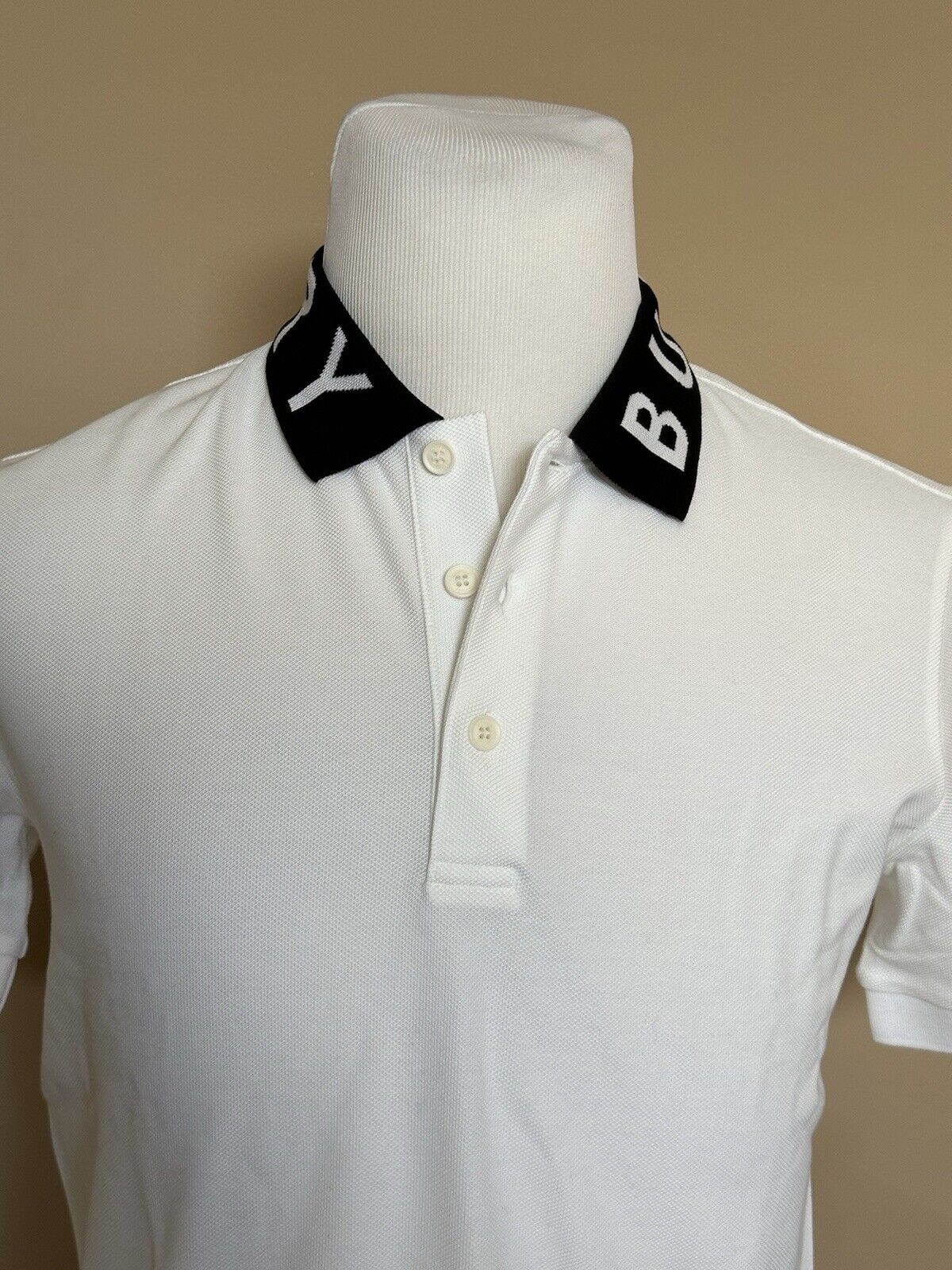 Burberry Ryland Collar Logo White Short Sleeve Cotton Polo Shirt Small 8067537