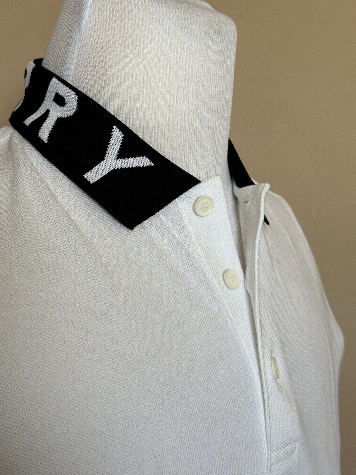 Burberry Ryland Collar Logo White Short Sleeve Cotton Polo Shirt Small 8067537