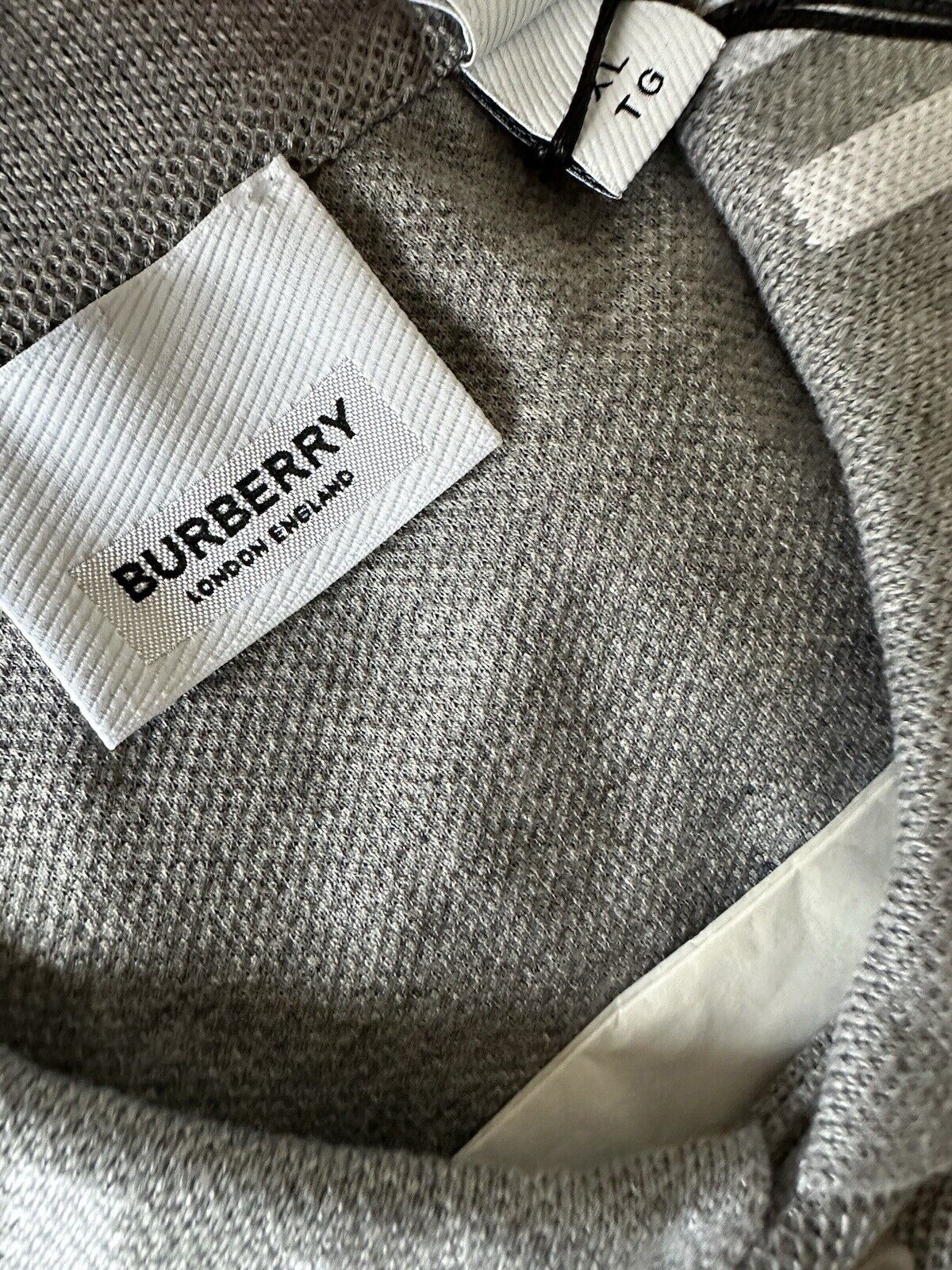 Burberry Ryland Collar Logo Gray Short Sleeve Cotton Polo Shirt XL 8067537