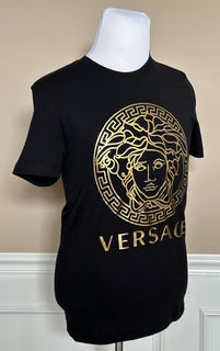 Versace Gold Medusa Print Black Cotton Jersey T-Shirt XS A89497S NWT $475