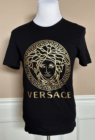 Versace Gold Medusa Print Black Cotton Jersey T-Shirt XS A89497S NWT $475