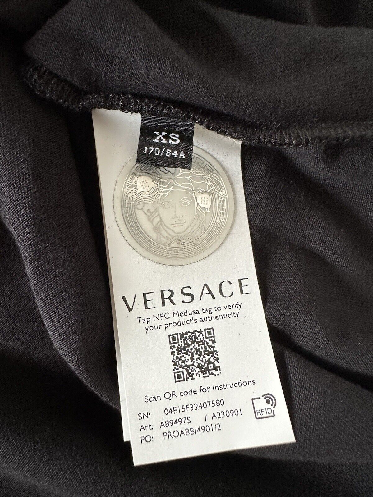 Versace Gold Medusa Print Black Cotton Jersey T-Shirt XS A89497S NWT $475