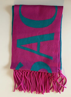 Versace Knit Logo Wool Pink/Turquoise Scarf 12Wx70L Italy 1008851 New $825