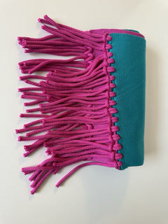 Versace Knit Logo Wool Pink/Turquoise Scarf 12Wx70L Italy 1008851 New $825