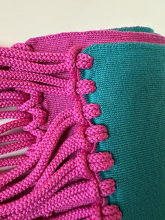 Versace Knit Logo Wool Pink/Turquoise Scarf 12Wx70L Italy 1008851 New $825
