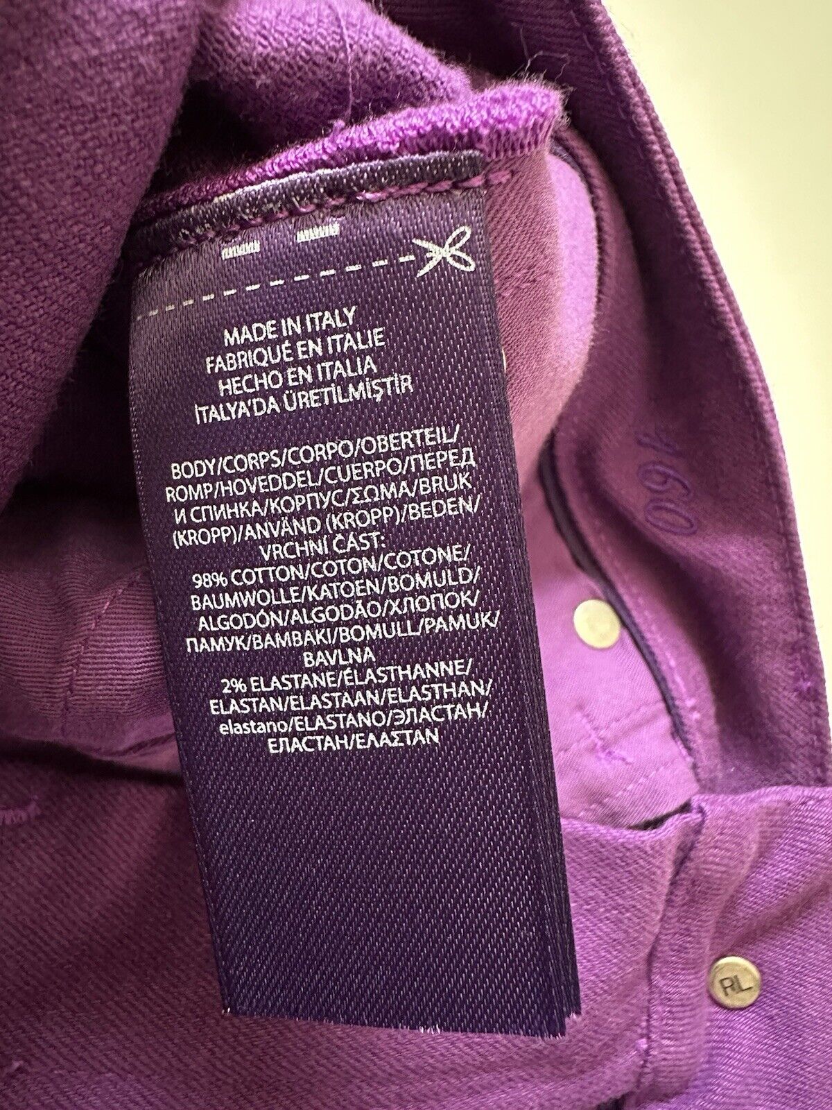 Ralph Lauren Purple Label Women’s Purple Cotton Jeans 27 Italy NWT $590