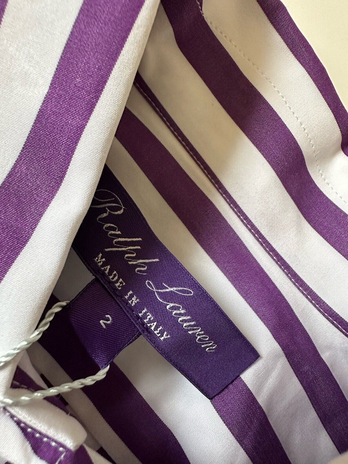 Ralph Lauren Purple Label Women’s Striped Purple/White Dress Shirt 2 IT NWT $690