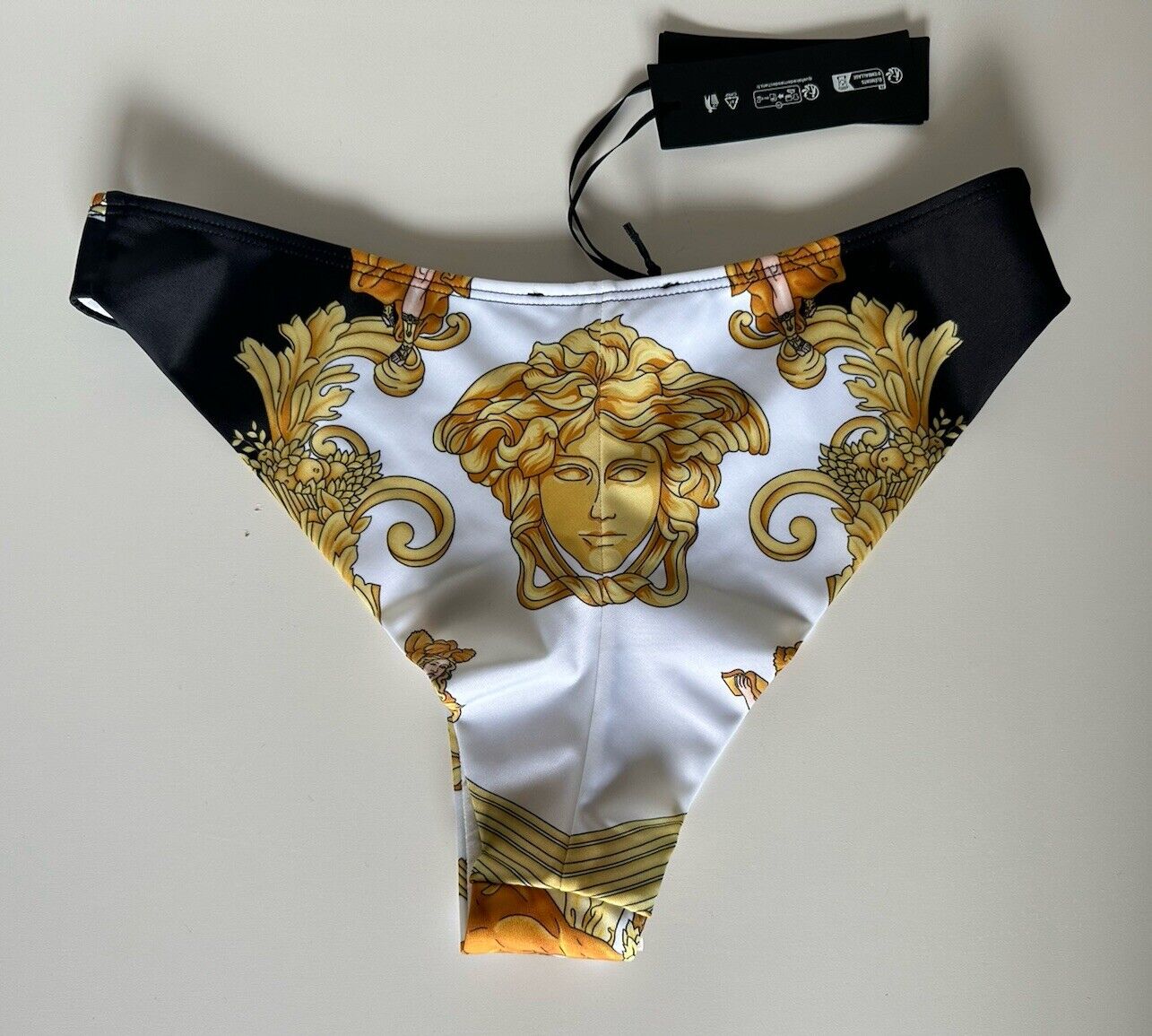 Versace Women’s Black/Gold Medusa Print Bikini Bottom Small (2 IT) IT 1012283