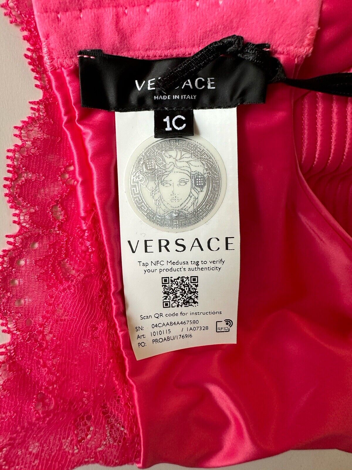 Versace Women’s Greek Key Print Pink Runway Bralette 1C Italy 1010115 NWT $550