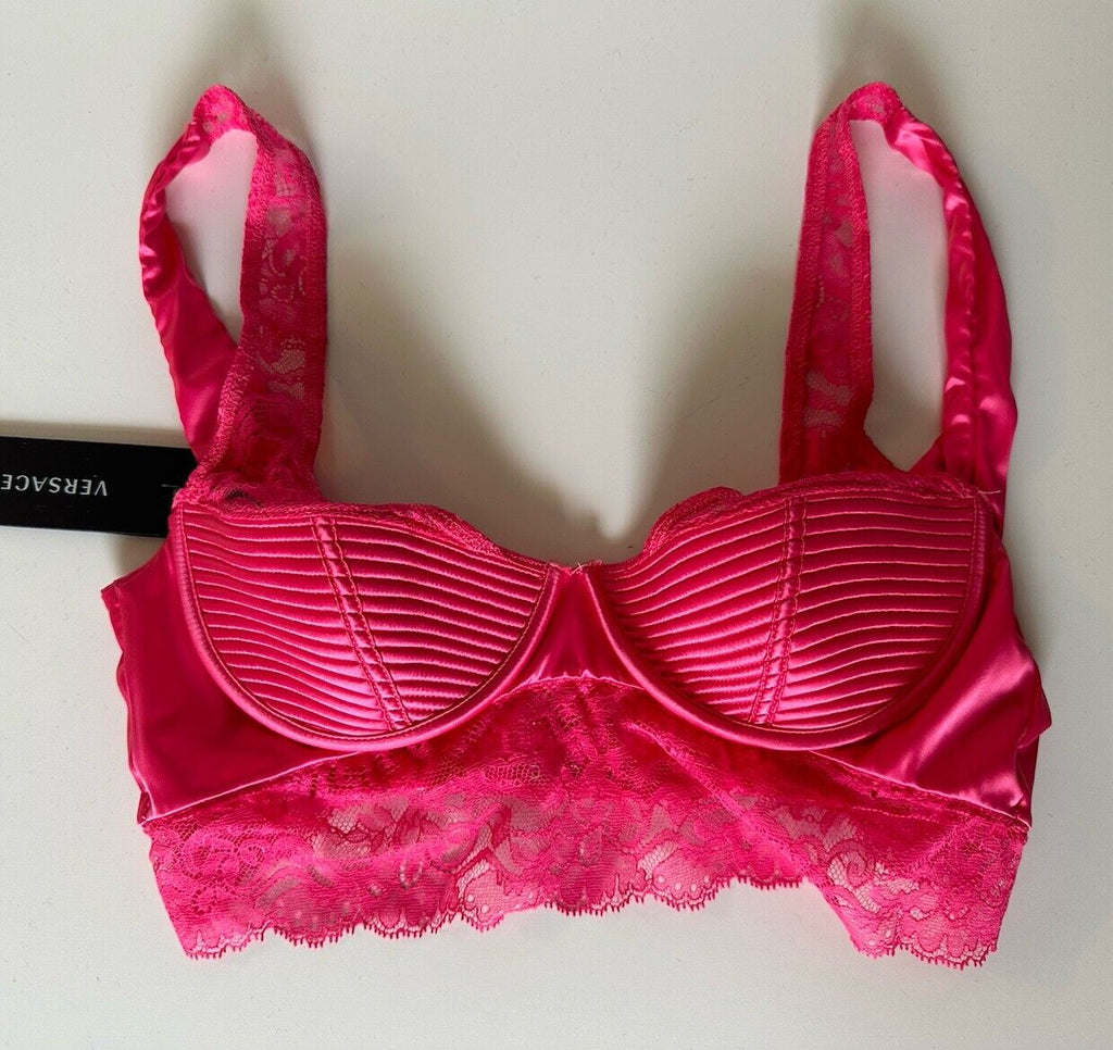 Versace Women’s Greek Key Print Pink Runway Bralette 2C Italy 1010115 NWT $550