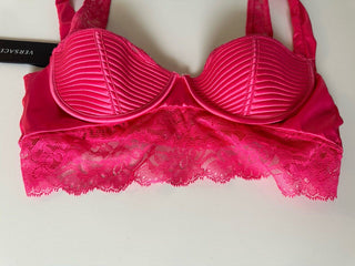 Versace Women’s Greek Key Print Pink Runway Bralette 2C Italy 1010115 NWT $550
